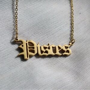 Pisces Stainless Steel Gold Tone Zodiac Sign Necklace